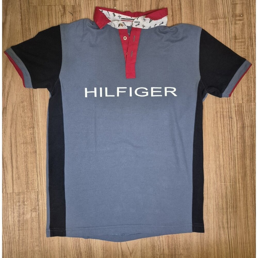 Men’s Tommy Hilfiger Polo  Shirt in Red, White & Navy Blue Size M